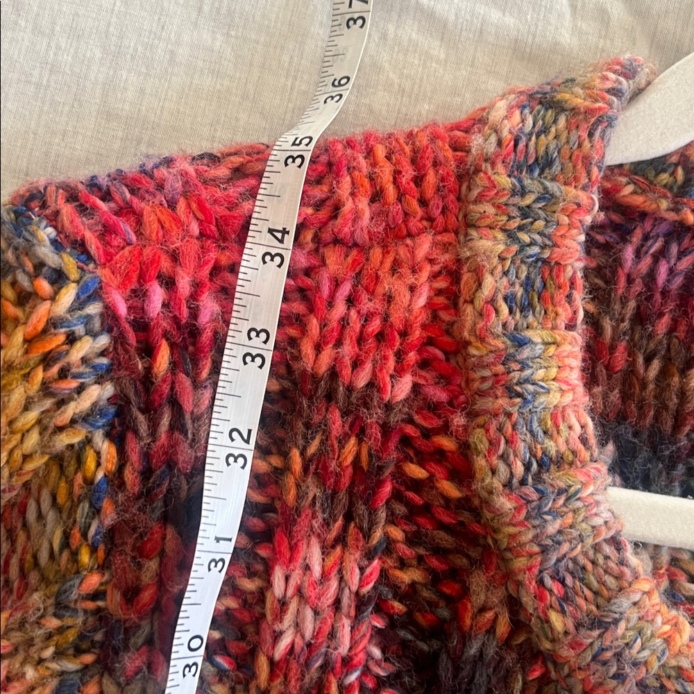 Sundance Long Chunky Knit Cardigan in Rainbow‎ Print Wool Blend Sz Medium - Picture 8 of 9